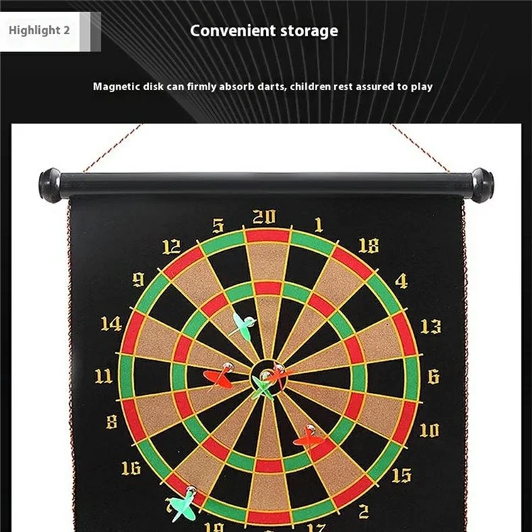 DAHANGJIA D2117 Double-Sided Magnetic Dart Board Kids Indoor Safe Dart Toy, 17-inch Magnetic Cloth + 6 Darts