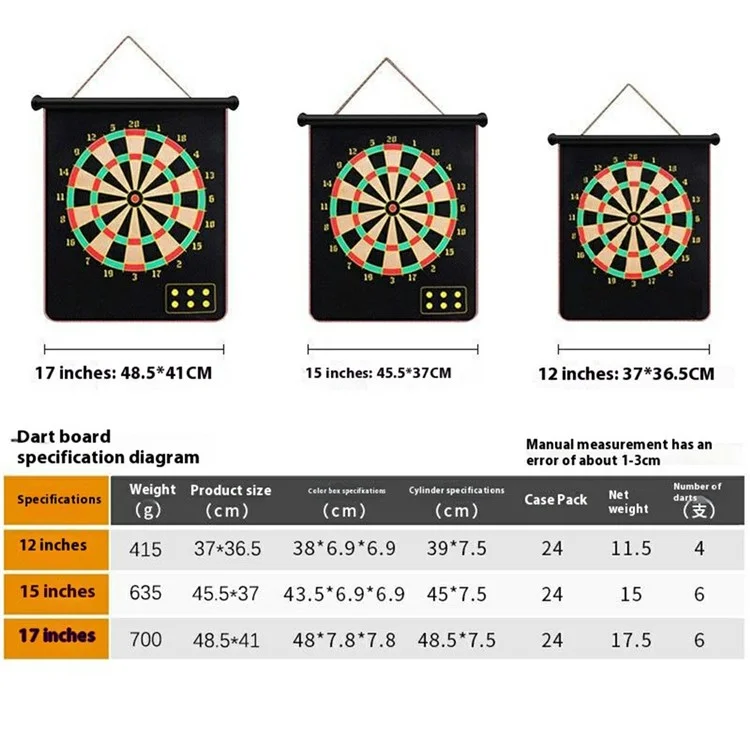 DAHANGJIA D2117 Double-Sided Magnetic Dart Board Kids Indoor Safe Dart Toy, 17-inch Magnetic Cloth + 6 Darts