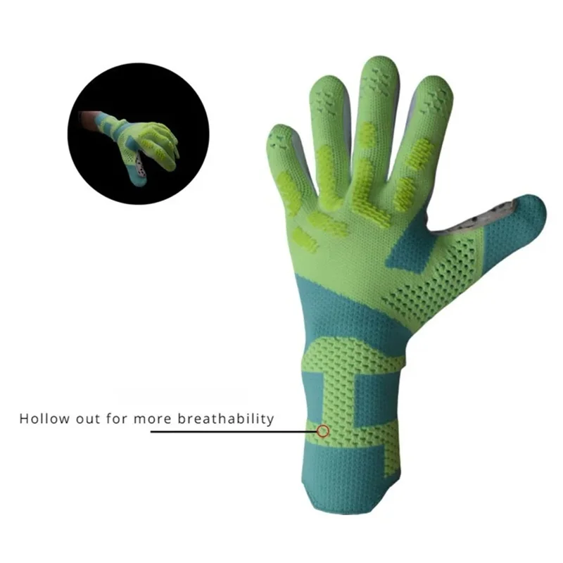 Thicken Latex Palm Goalkeeper Gloves Professional Soccer Training Mittens for Adult Children - Orange+Blue / Size 10