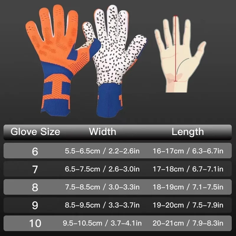 Thicken Latex Palm Goalkeeper Gloves Professional Soccer Training Mittens for Adult Children - Orange+Blue / Size 10