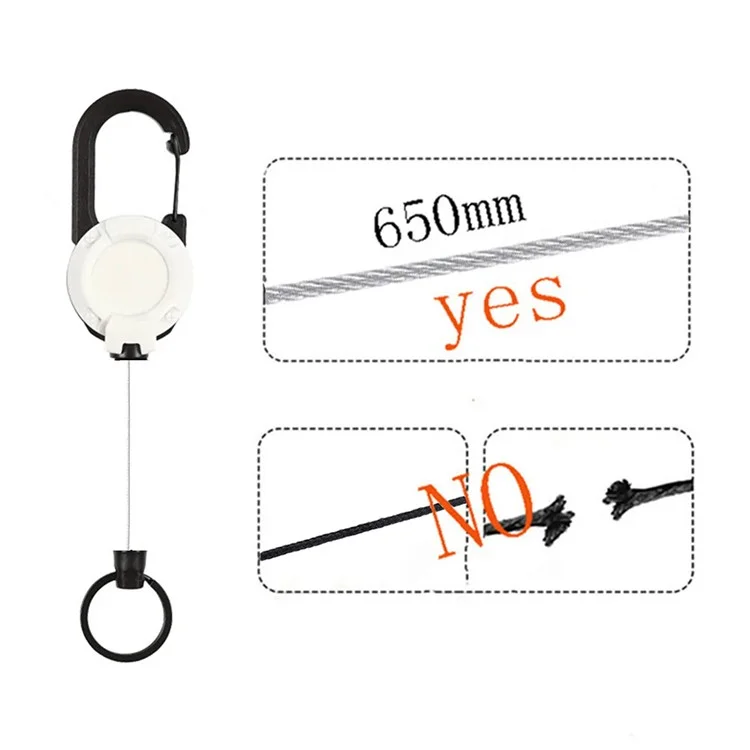Outdoor-tragbare Anti-Lost-Freiläufige Retractable Easy Pull Schnalle Karabiner Stahlseil Schnalle - Schwarz