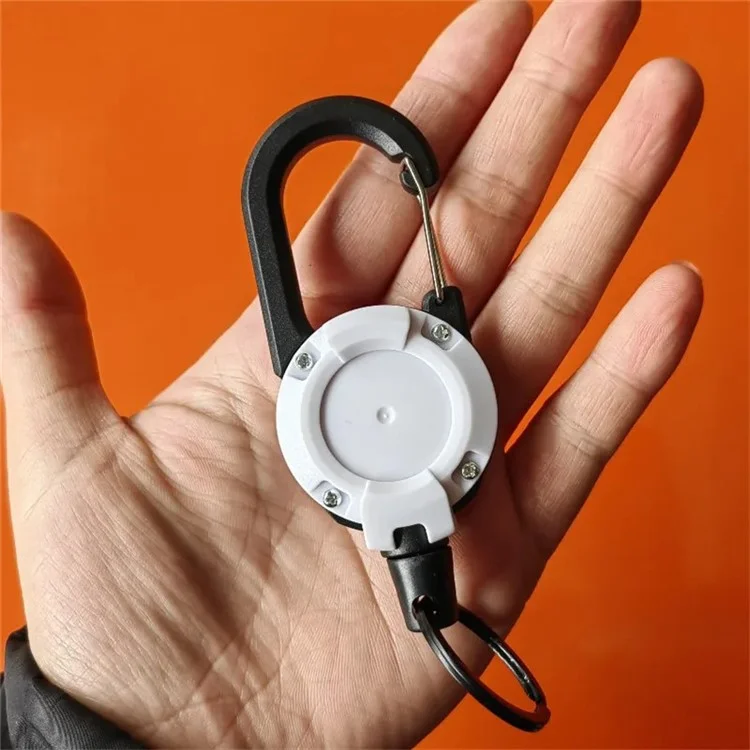 Outdoor-tragbare Anti-Lost-Freiläufige Retractable Easy Pull Schnalle Karabiner Stahlseil Schnalle - Schwarz