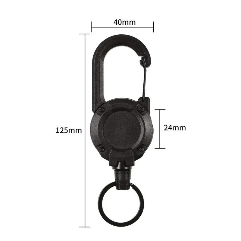 Outdoor Portable Anti-lost Free Retractable Easy Pull Buckle Carabiner Steel Wire Buckle - Army Green