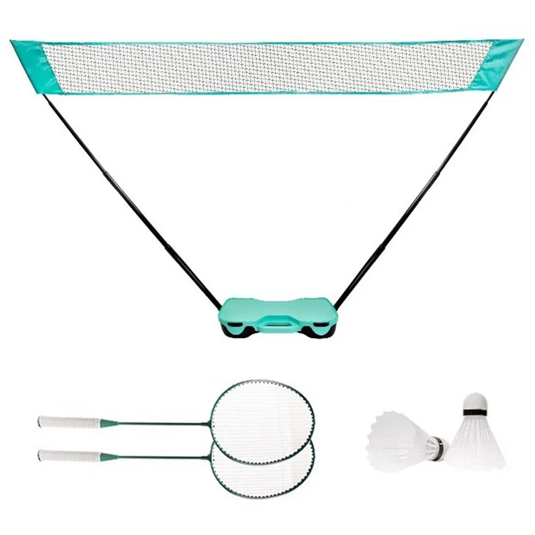 Étui de rangement portable pour filet de badminton avec 2 raquettes et 2 volants