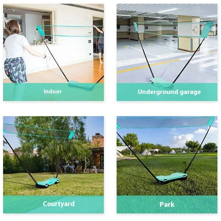 Étui de rangement portable pour filet de badminton avec 2 raquettes et 2 volants