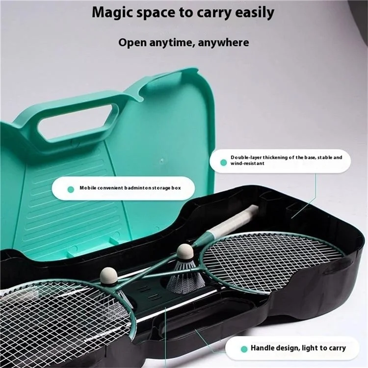 Étui de rangement portable pour filet de badminton avec 2 raquettes et 2 volants