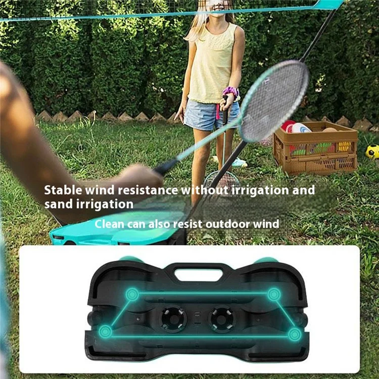 Étui de rangement portable pour filet de badminton avec 2 raquettes et 2 volants