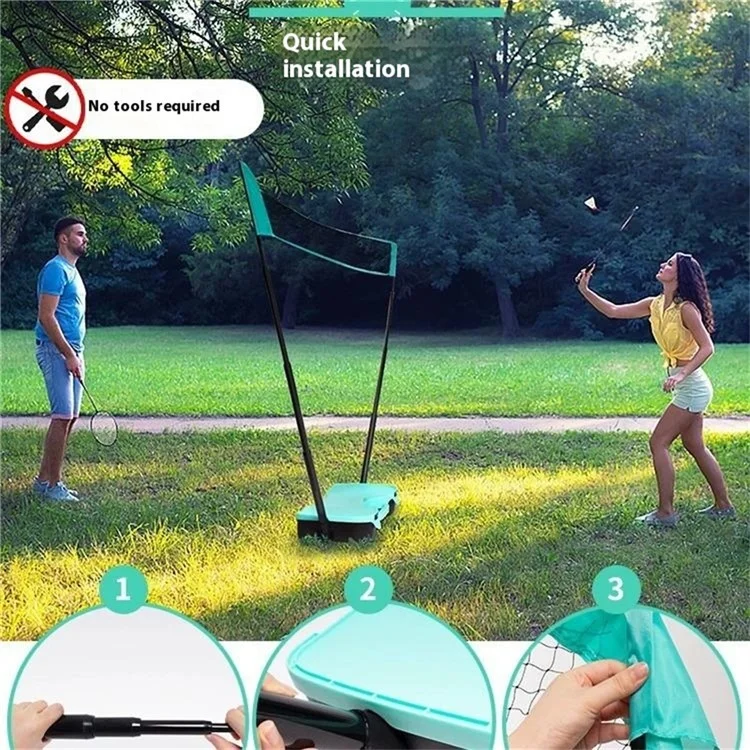Étui de rangement portable pour filet de badminton avec 2 raquettes et 2 volants