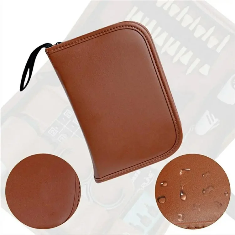 Bolsa de almacenamiento de herramientas de golf de cuero de PU, portátil, de gran capacidad, con cremallera para accesorios de golf.