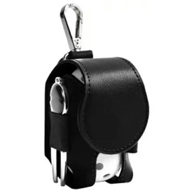 Golf Ball Holder 2 Balls Mini Storage Bag PU Leather Waist Pouch - Black