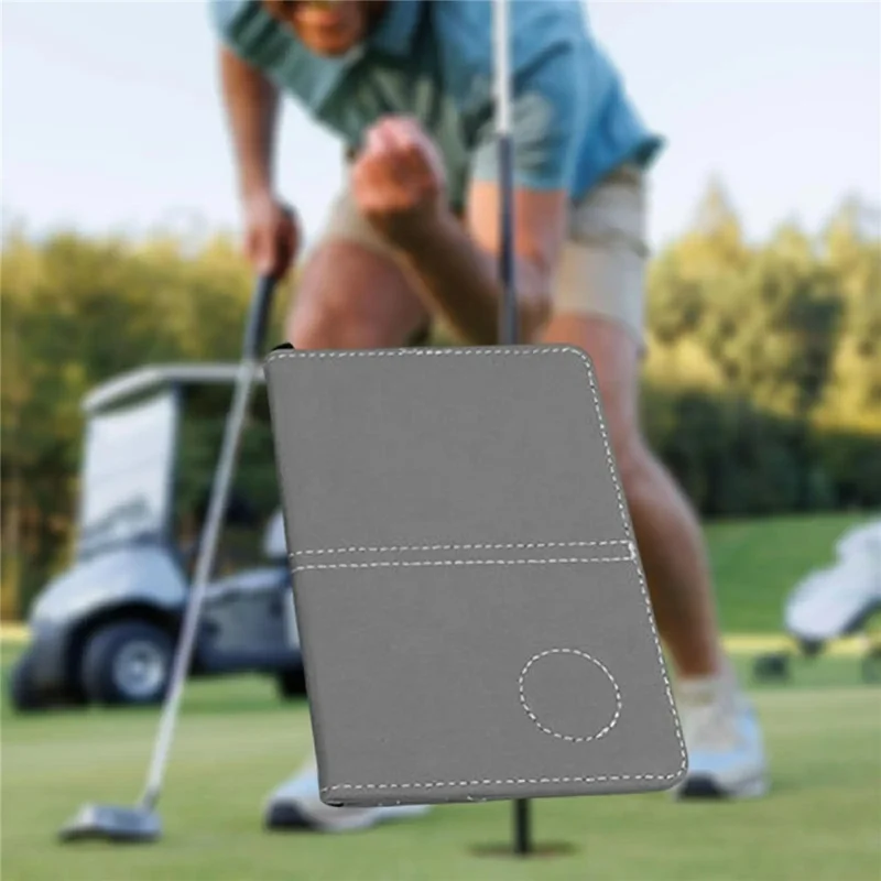 PU Leather Golf Scorecard Holder Tournament Play Portable Scorecard Keeper - Grey