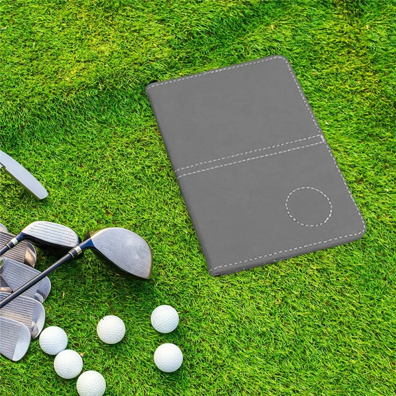 PU Leather Golf Scorecard Holder Tournament Play Portable Scorecard Keeper - Grey