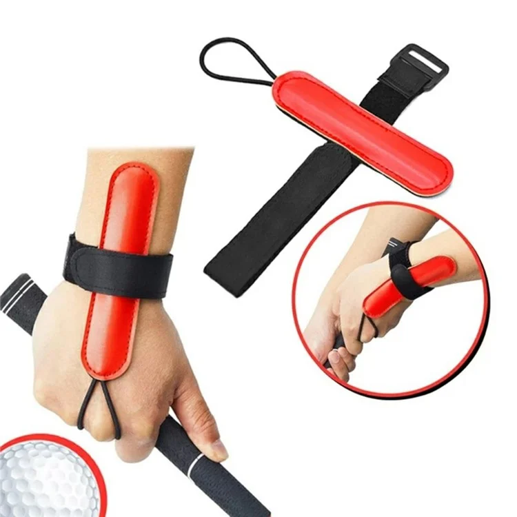 Entraîneur de swing de golf Bracelet de poignet pour débutants et professionnels Aide à la correction de la posture Outil d'entraînement du plan de swing - Rouge