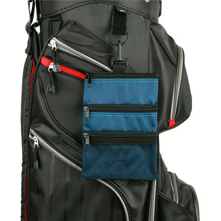 Bolsa de acessórios de golfe com vários bolsos, organizador portátil para armazenamento de bolas de golfe e tees, com design de gancho para pendurar - Preto