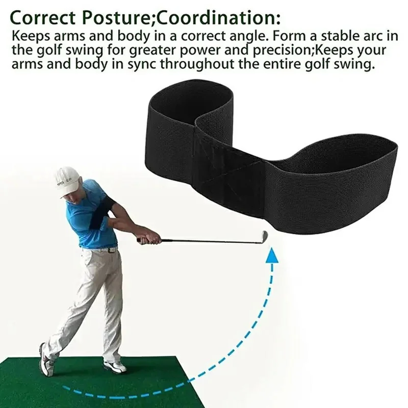 Aide d'entraînement de swing de golf Bande élastique de correction de geste de swing pour débutants - Bleu