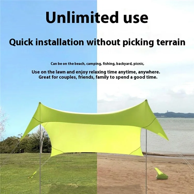 TRAVELER 2.1x1.5m Portable Beach Seaside Tent Lycra Sun Shelter Outdoor Camping Fishing Canopy - Fluorescent Yellow