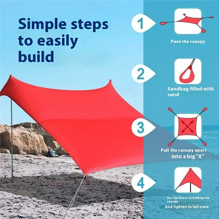 TRAVELER 2.1x1.5m Portable Beach Seaside Tent Lycra Sun Shelter Outdoor Camping Fishing Canopy - Fluorescent Yellow