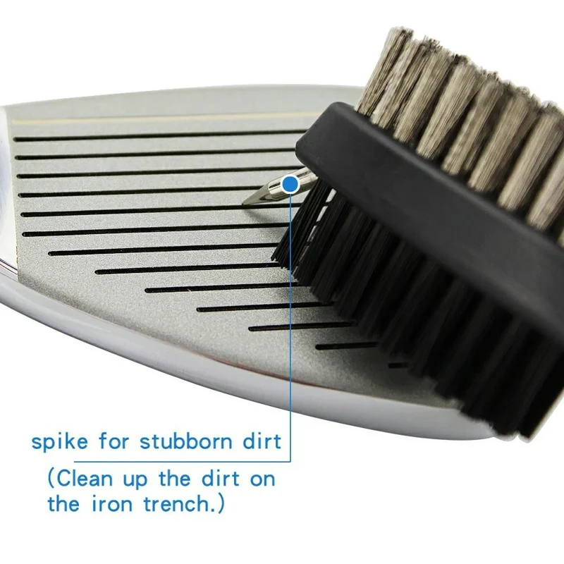 Golf Club Grooves Brush Copper+PP Bristles Double Sided Cleaning Tool with Retractable Rope - Green