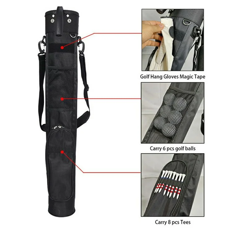 KAIERSN ZJB558 Golf Standbag, wasserdicht, Nylon, Golfschläger-Tragetasche - Schwarz