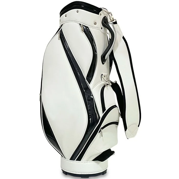 Bolsa de golf profesional KAIERSN JU-9 de piel de PU con textura de litchi para almacenamiento y práctica de golf - Blanco