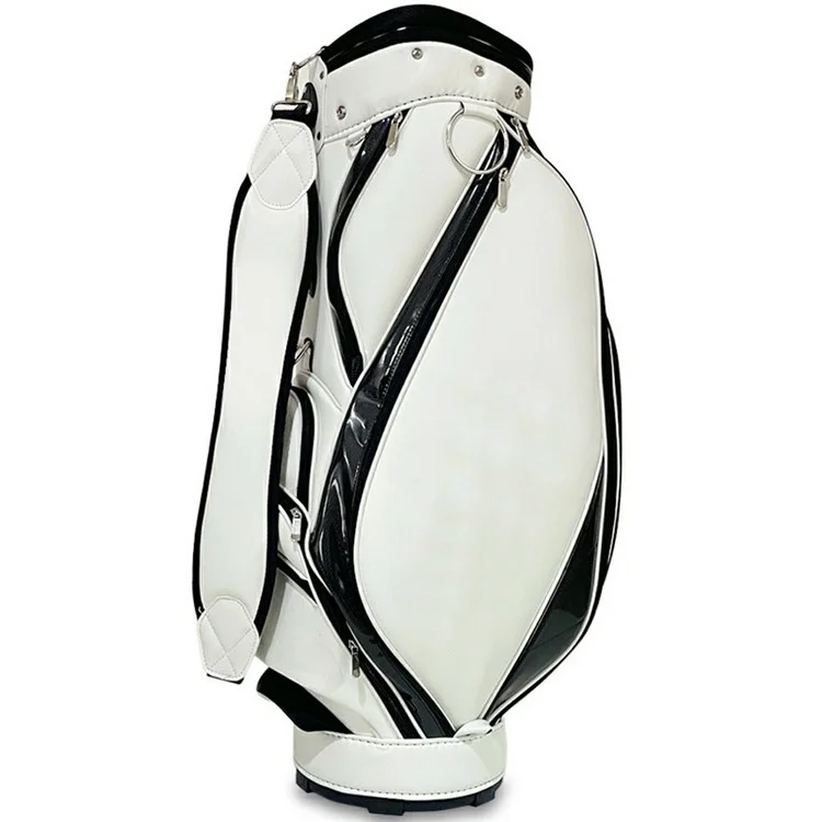 Bolsa de golf profesional KAIERSN JU-9 de piel de PU con textura de litchi para almacenamiento y práctica de golf - Blanco