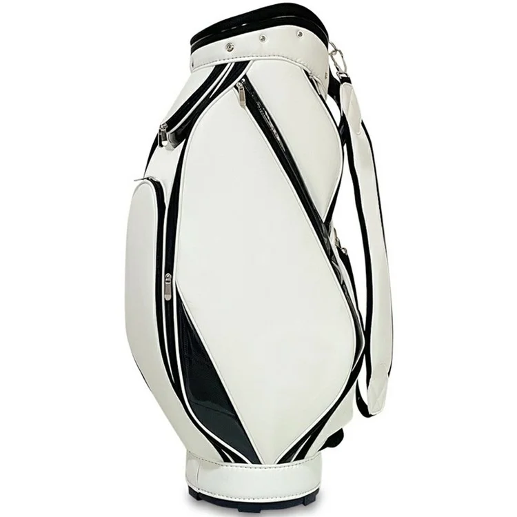 Bolsa de golf profesional KAIERSN JU-9 de piel de PU con textura de litchi para almacenamiento y práctica de golf - Blanco