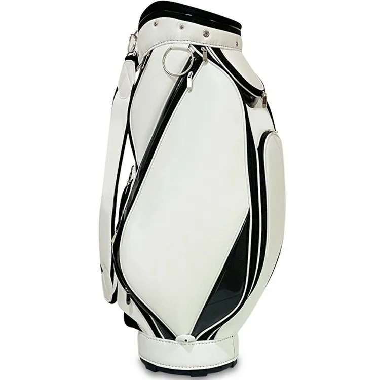 Bolsa de golf profesional KAIERSN JU-9 de piel de PU con textura de litchi para almacenamiento y práctica de golf - Blanco