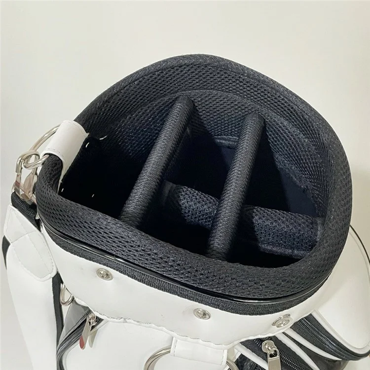 Bolsa de golf profesional KAIERSN JU-9 de piel de PU con textura de litchi para almacenamiento y práctica de golf - Blanco
