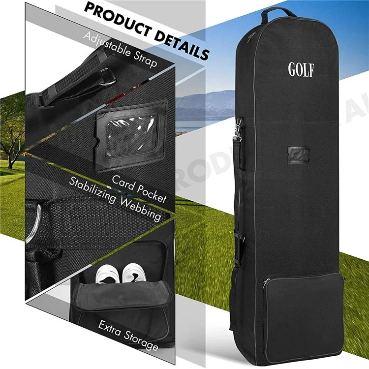 Bolsa de almacenamiento de golf de 600D de poliéster con ruedas para viajes aéreos y protección