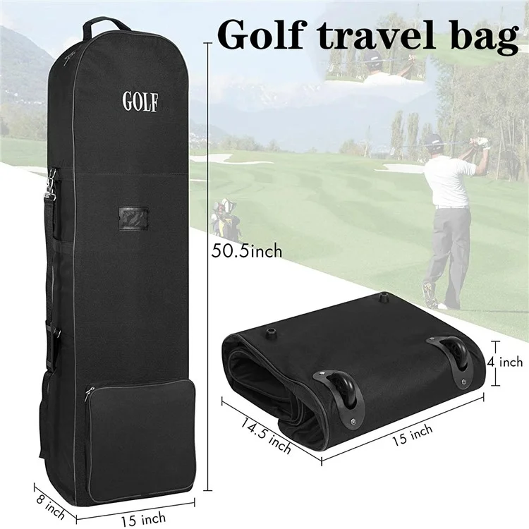Bolsa de almacenamiento de golf de 600D de poliéster con ruedas para viajes aéreos y protección