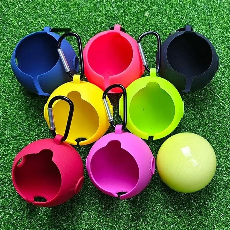 Funda protectora de silicona para bolas de golf con hebilla colgante - Negro