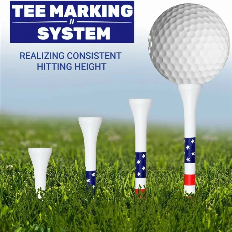 50 Stück bunte gestreifte Bambusabschlaghilfen für Golfbälle zum Üben auf dem Driving Range - 70 mm