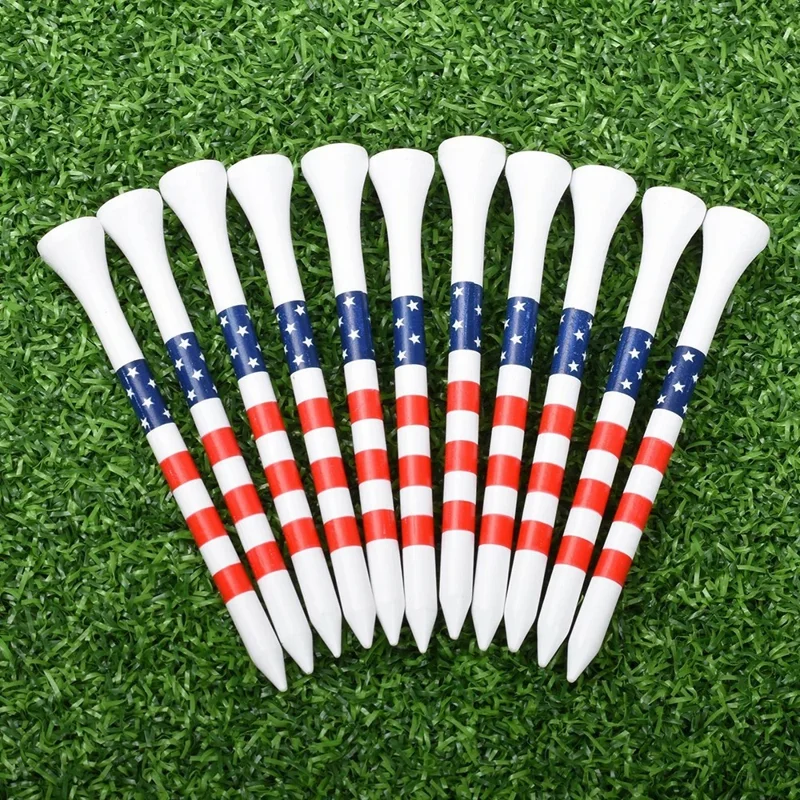 50Pcs Golf Tees Colorful Striped Bamboo Golf Ball Holder for Driving Range Practice - 83mm