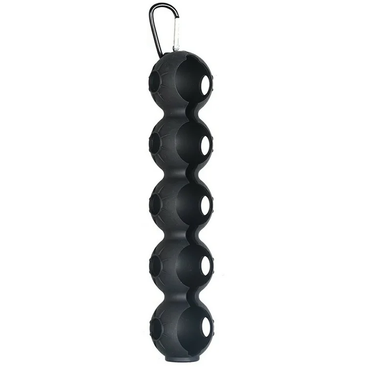 Porta-palline da golf portatile con tasca in silicone per 5 palline da golf - Nero