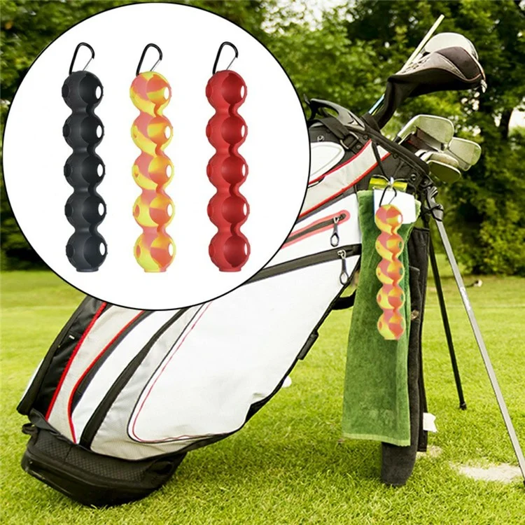 Porta-palline da golf portatile con tasca in silicone per 5 palline da golf - Nero