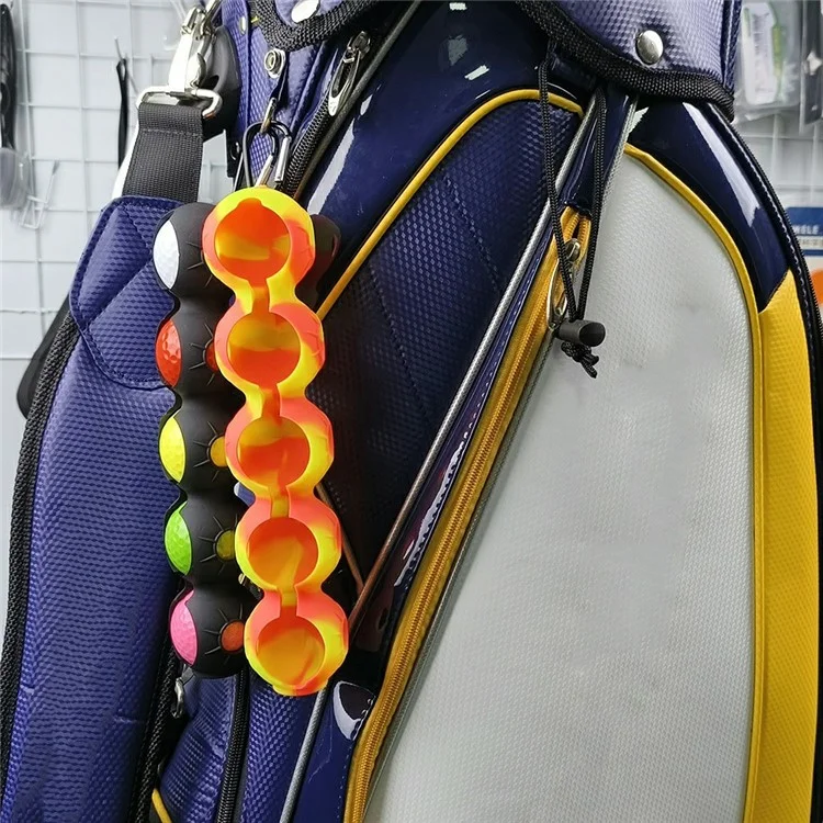 Porta-palline da golf portatile con tasca in silicone per 5 palline da golf - Nero