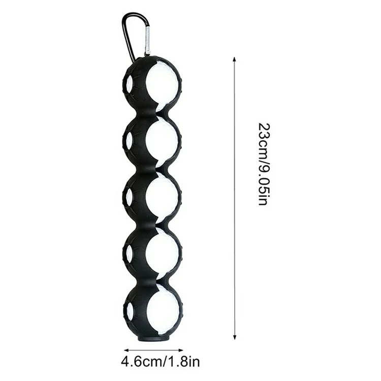 Porta-palline da golf portatile con tasca in silicone per 5 palline da golf - Nero