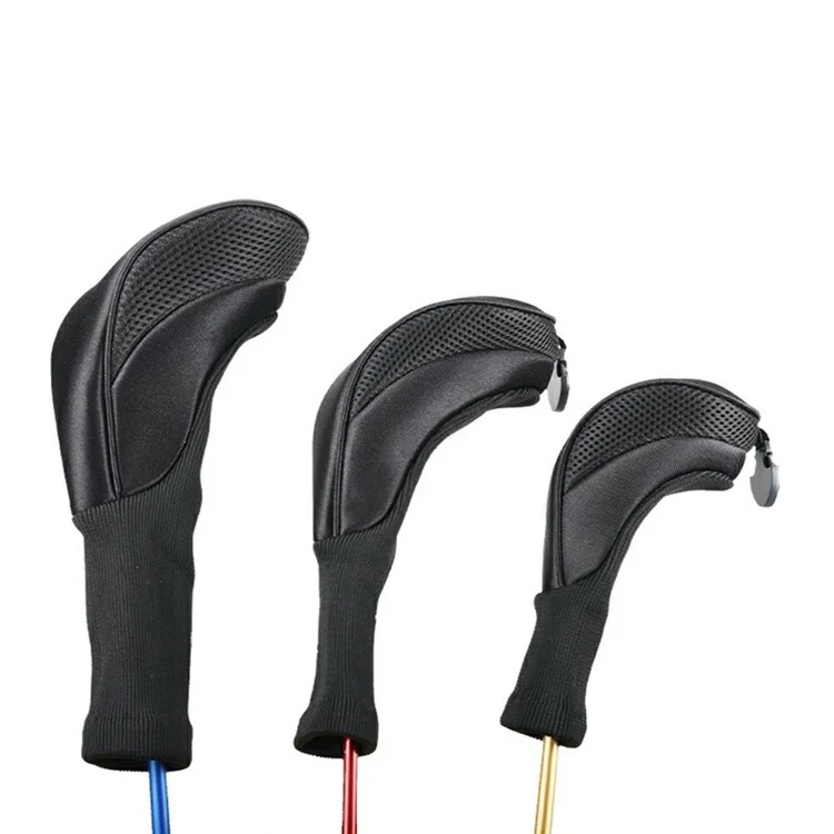 3 piezas / Juego de fundas para cabezas de palos de golf de malla de nailon para driver / madera de fairway / híbrido - Negro