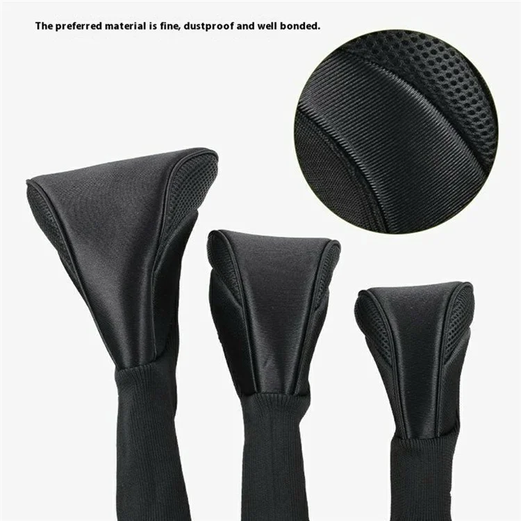 3 piezas / Juego de fundas para cabezas de palos de golf de malla de nailon para driver / madera de fairway / híbrido - Negro