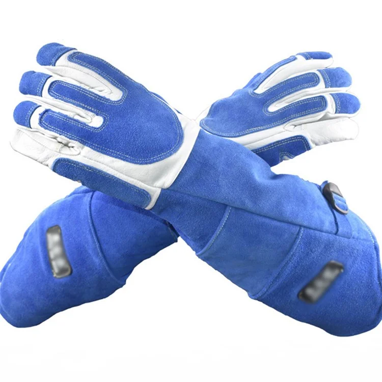 Bite-Proof Animal Handling Gloves Bird Handling Falcon Gloves Grabbing for Pet Training - Blue/M