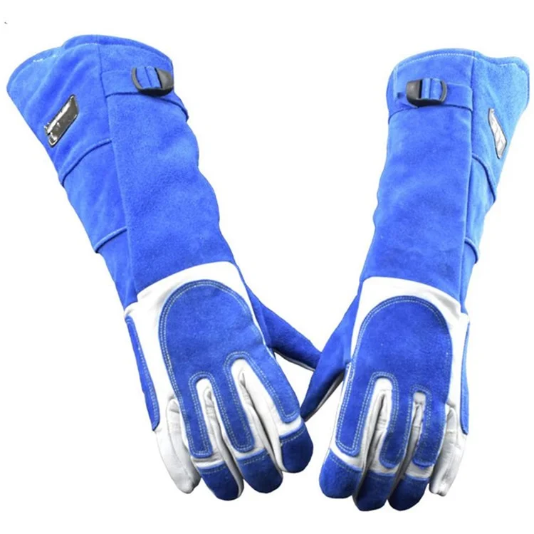 Bite-Proof Animal Handling Gloves Bird Handling Falcon Gloves Grabbing for Pet Training - Blue/L