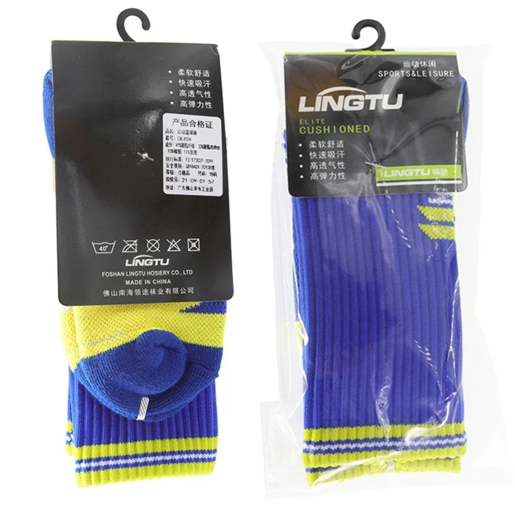 LINGTU 1 Pair Children Basketball Socks Mid-Calf Anti-Slip Sports Socks M Size for 34-38 - Style C / Yellow+Purple