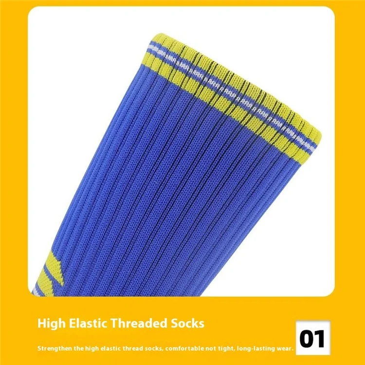 LINGTU 1 Pair Children Basketball Socks Mid-Calf Anti-Slip Sports Socks M Size for 34-38 - Style C / Yellow+Purple