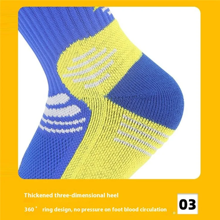 LINGTU 1 Pair Children Basketball Socks Mid-Calf Anti-Slip Sports Socks M Size for 34-38 - Style C / Yellow+Purple