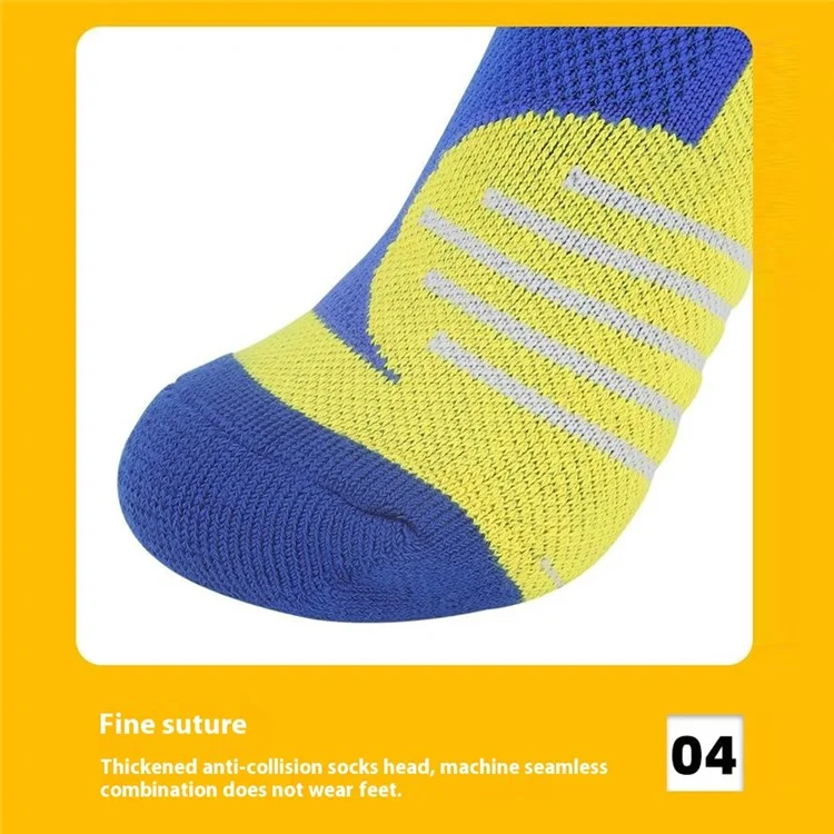 LINGTU 1 Pair Children Basketball Socks Mid-Calf Anti-Slip Sports Socks M Size for 34-38 - Style C / Yellow+Purple