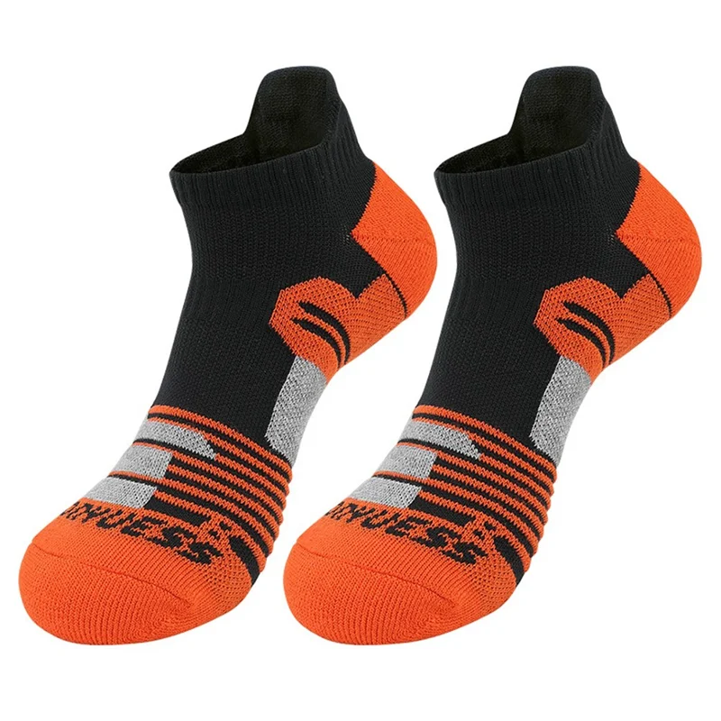 RONYUESS Shock Absorption Running Socks Breathable Cycling Ankle Socks Size L ( for Shoe Size 39 - 44 ) - Style C / Black+Orange