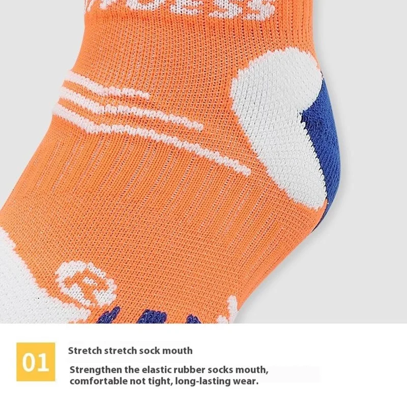 RONYUESS Shock Absorption Running Socks Breathable Cycling Ankle Socks Size L ( for Shoe Size 39 - 44 ) - Style C / Black+Orange