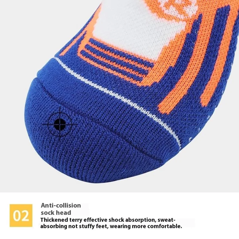 RONYUESS Shock Absorption Running Socks Breathable Cycling Ankle Socks Size L ( for Shoe Size 39 - 44 ) - Style C / Black+Orange