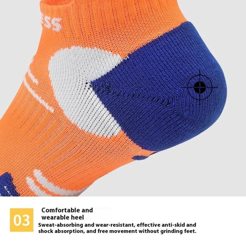 RONYUESS Shock Absorption Running Socks Breathable Cycling Ankle Socks Size L ( for Shoe Size 39 - 44 ) - Style C / Black+Orange