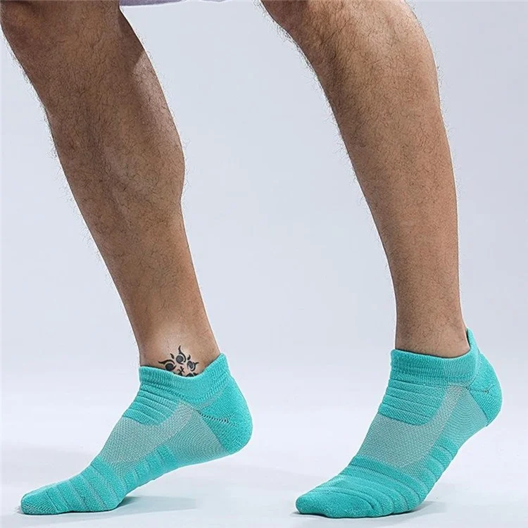LINGTU JCB3001 1 Par de Meias Curtas de Basquete Masculinas Badminton Corrida Malha Esportiva Tamanho 39-44 - Verde